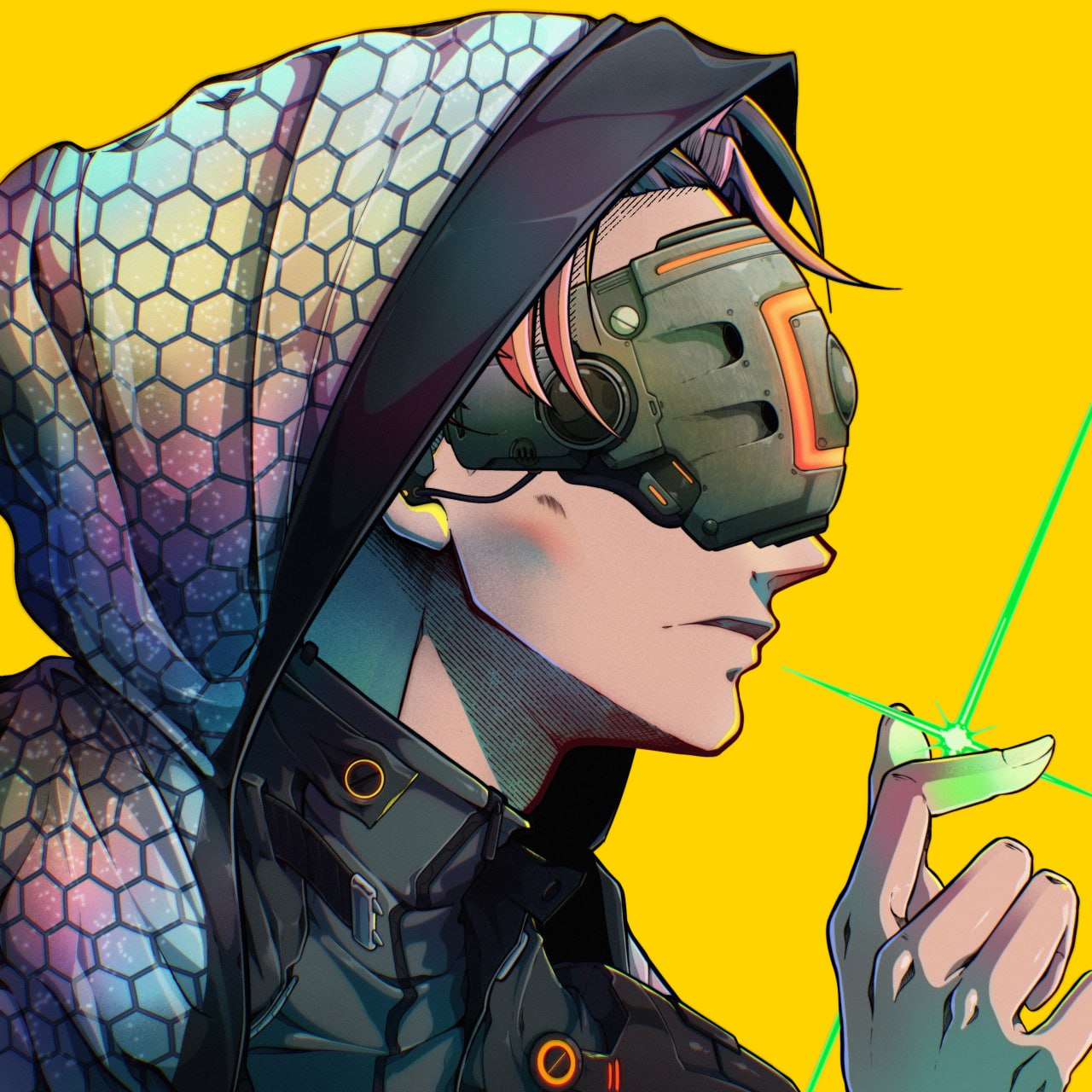Afyniti cyberpunk quest character representing campaign progression