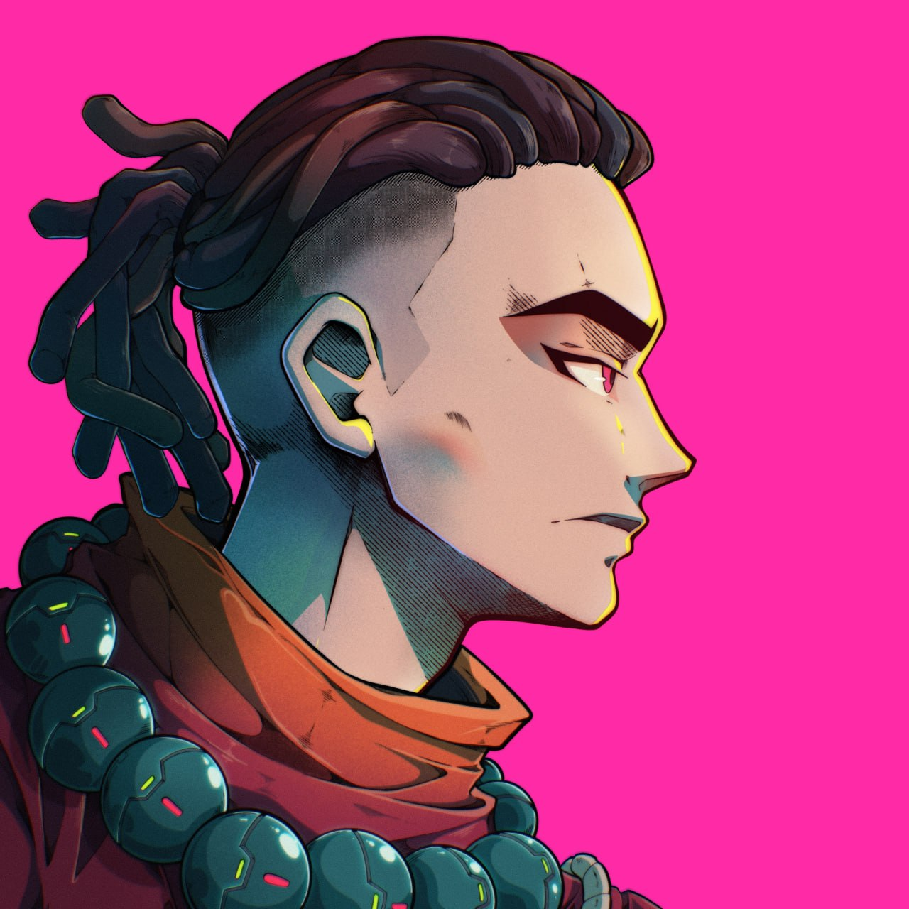 Afyniti cyberpunk quest character representing campaign progression